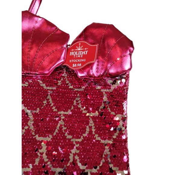 Fuchsia Sequin Mermaid Tail Christmas Holiday Stocking New - Picture 2 of 4